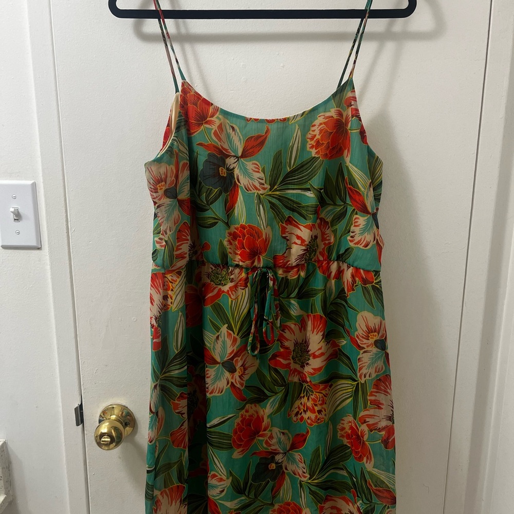 Reitmans Tropical Green and Red Midi Dress